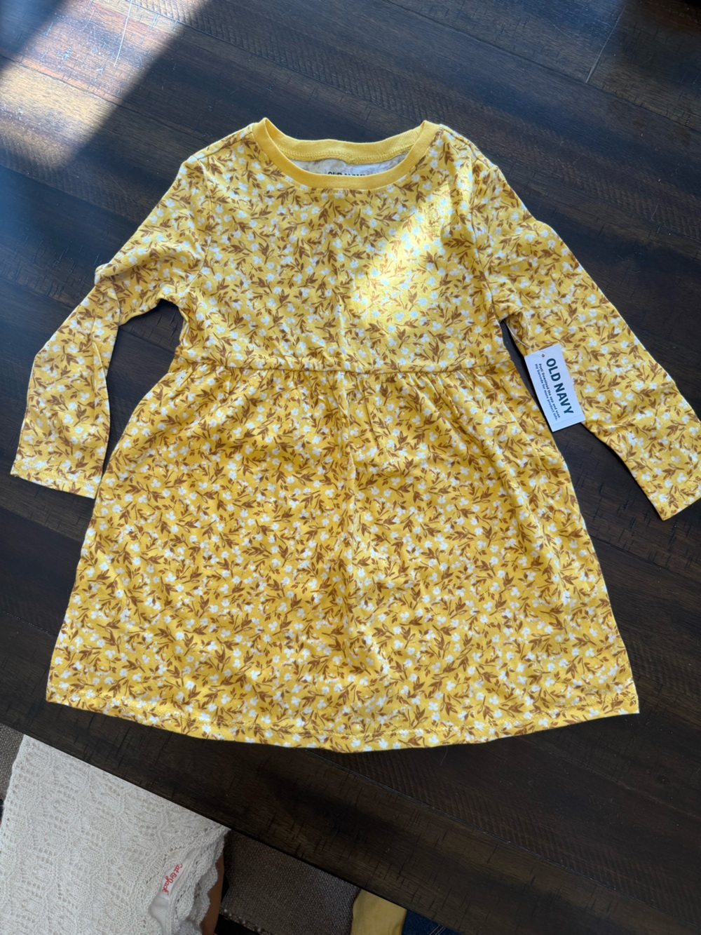 Old Navy Yellow Floral Long Sleeve Girls Dress
